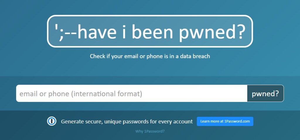 Web Have I Been Pwned 
