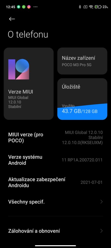 Poco M3 Pro 5G a operační systém